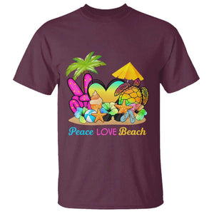 Tropical Summer Vibe T Shirt Peace Love Beach TS02 Maroon Print Your Wear