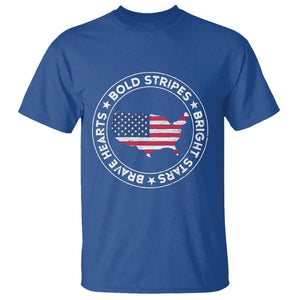 US Pride T Shirt Bold Stripes Bright Stars Brave Hearts American Patriotic TS02 Royal Blue Print Your Wear