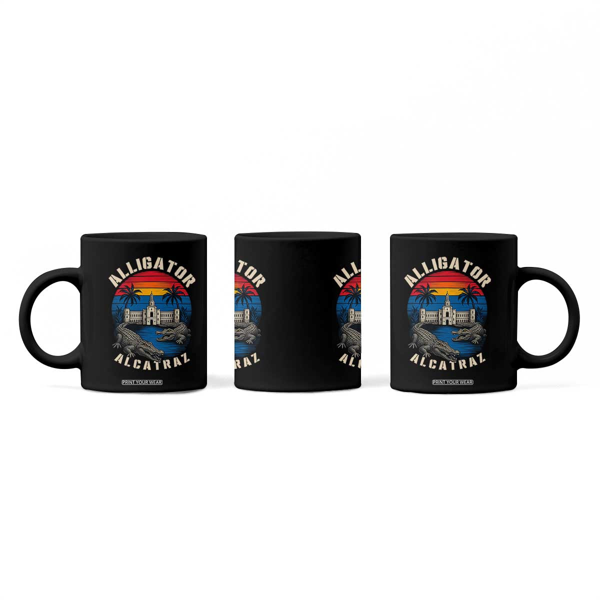 Alligator Alcatraz Political Coffee Mug Florida Prison State Retro Sunset TS02 Print Your Wear