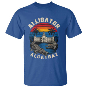Alligator Alcatraz Political T Shirt Florida Prison State Retro Sunset TS02 Royal Blue Print Your Wear