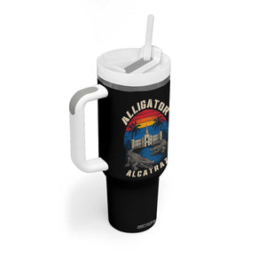 Alligator Alcatraz Political Tumbler With Handle Florida Prison State Retro Sunset TS02 Print Your Wear