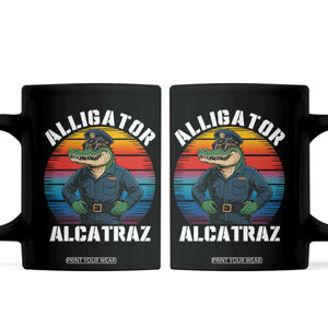 Alligator Alcatraz Florida Coffee Mug Funny Gator Cop Political Humor Retro Sunset TS02 Black Print Your Wear