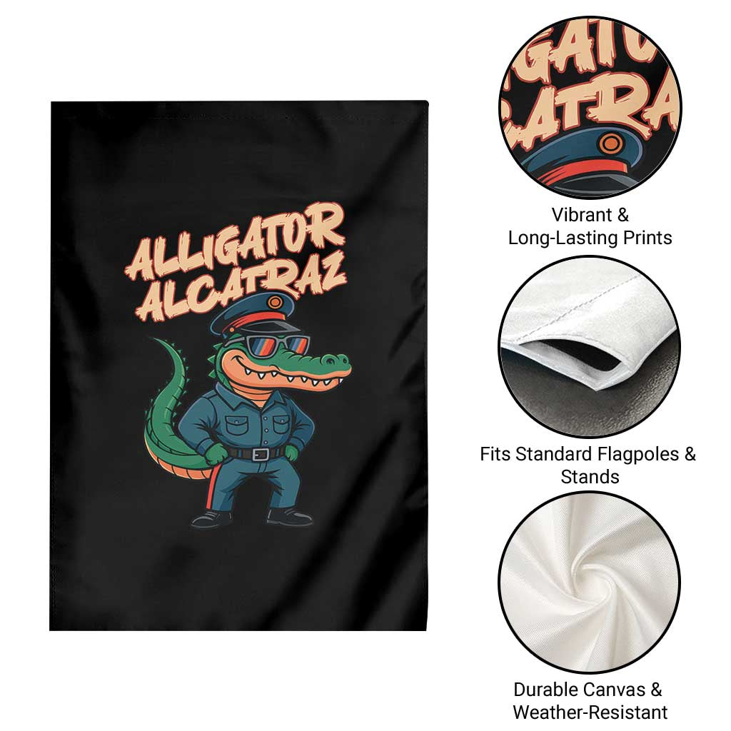 Alligator Alcatraz Political Garden Flag Funny Florida Gator Cop with Attitude TS02 Print Your Wear