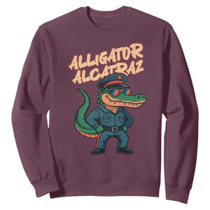 Alligator Alcatraz Political Sweatshirt Funny Florida Gator Cop with Attitude TS02 Maroon Print Your Wear