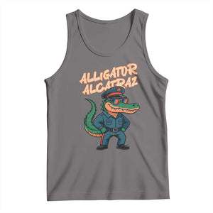 Alligator Alcatraz Political Tank Top Funny Florida Gator Cop with Attitude TS02 Deep Heather Print Your Wear