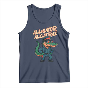 Alligator Alcatraz Political Tank Top Funny Florida Gator Cop with Attitude TS02 Navy Print Your Wear