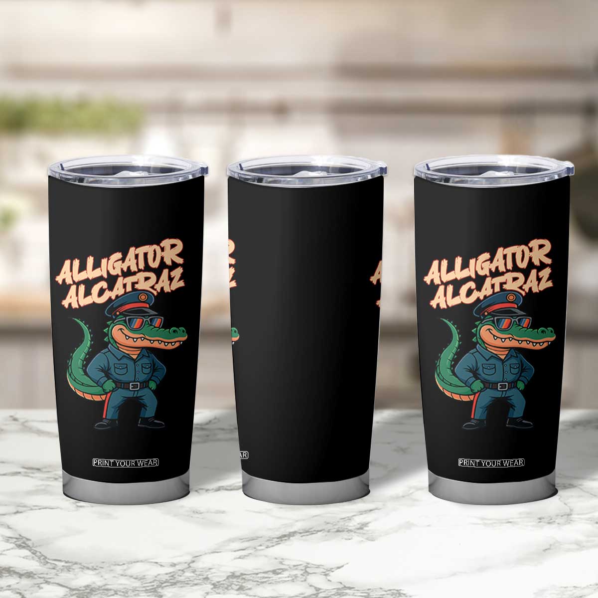 Alligator Alcatraz Political Tumbler Cup Funny Florida Gator Cop with Attitude TS02 Print Your Wear