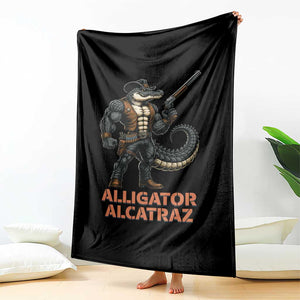 Alligator Alcatraz Gunslinger Throw Blanket Swamp Outlaw Satire Patriotic Rebel TS02 Print Your Wear