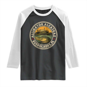 Alligator Alcatraz Everglades Florida Raglan Shirt Vintage Political Satire Retro TS02 Black White Print Your Wear