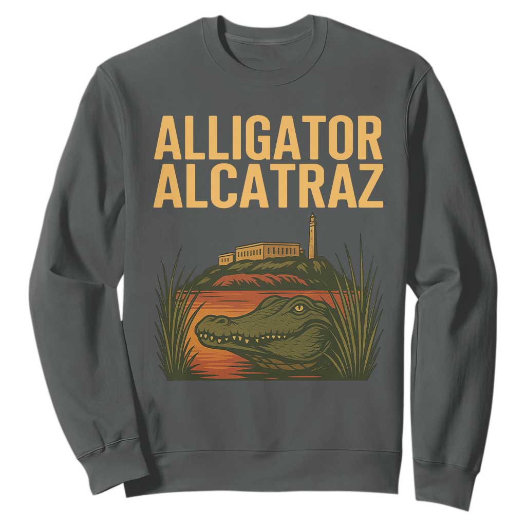 Alligator Alcatraz Florida Sweatshirt Political Swamp Prison Dark Humor TS02 Dark Heather Print Your Wear