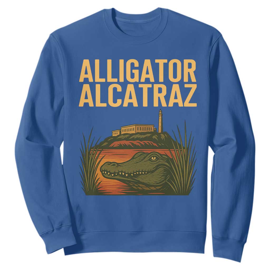 Alligator Alcatraz Florida Sweatshirt Political Swamp Prison Dark Humor TS02 Royal Blue Print Your Wear