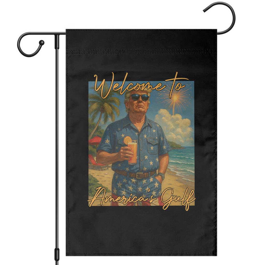 Welcome To Americas Gulf Garden Flag Funny Trump Americana Retro Summer Vibe TS02 Black Print Your Wear
