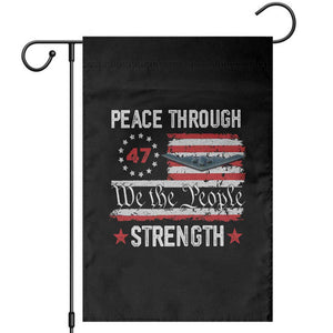 Peace Through Strength Garden Flag Patriotic Midnight Hammer Jet American Flag TS02 Black Print Your Wear