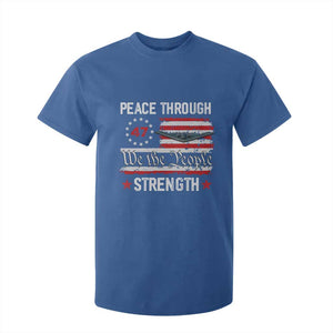 Peace Through Strength T Shirt For Kid Patriotic Midnight Hammer Jet American Flag TS02 Royal Blue Print Your Wear