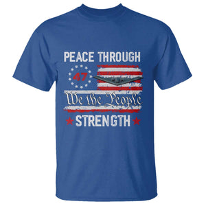 Peace Through Strength T Shirt Patriotic Midnight Hammer Jet American Flag TS02 Royal Blue Print Your Wear