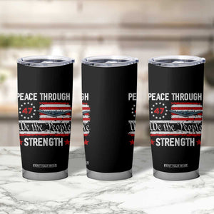 Peace Through Strength Tumbler Cup Patriotic Midnight Hammer Jet American Flag TS02 Print Your Wear