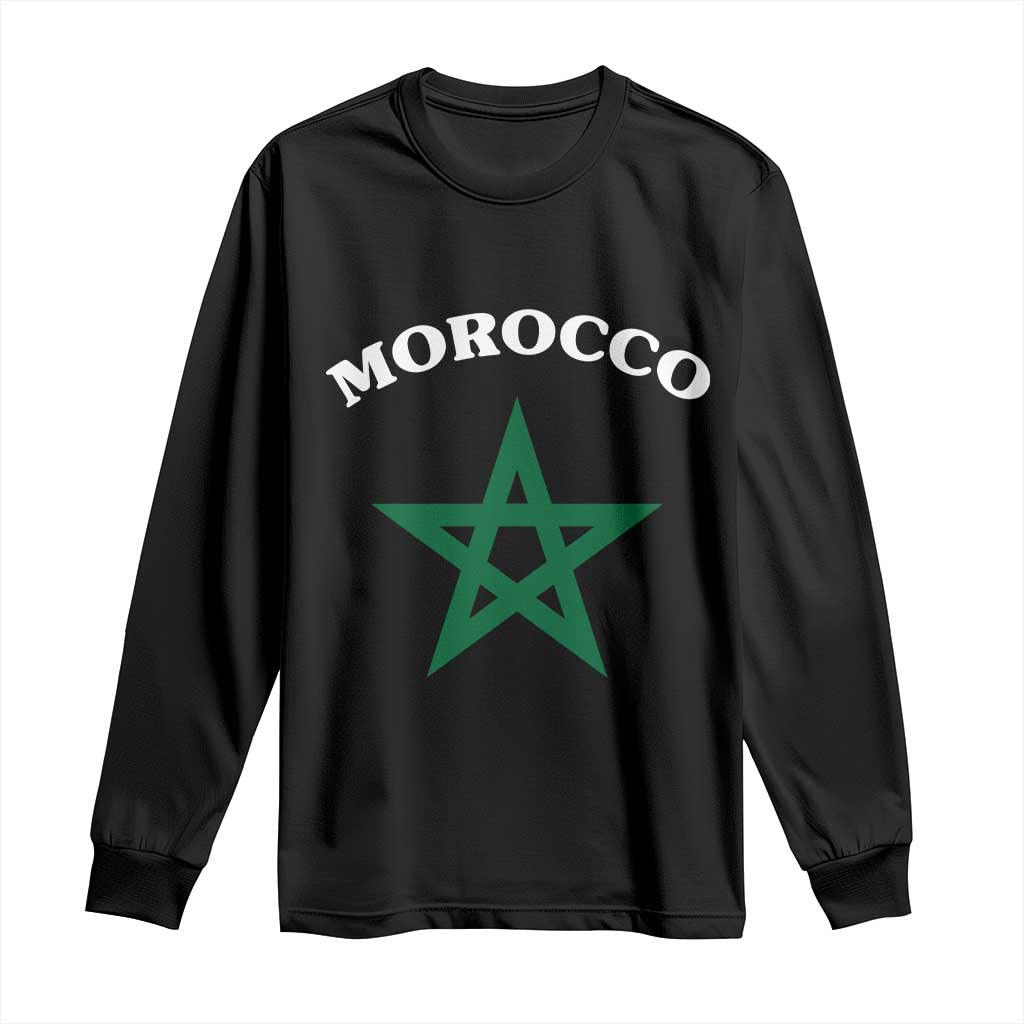 Morocco Pride Flag Star Long Sleeve Shirt Patriotic Moroccan Heritage Souvenir TS02 Black Print Your Wear