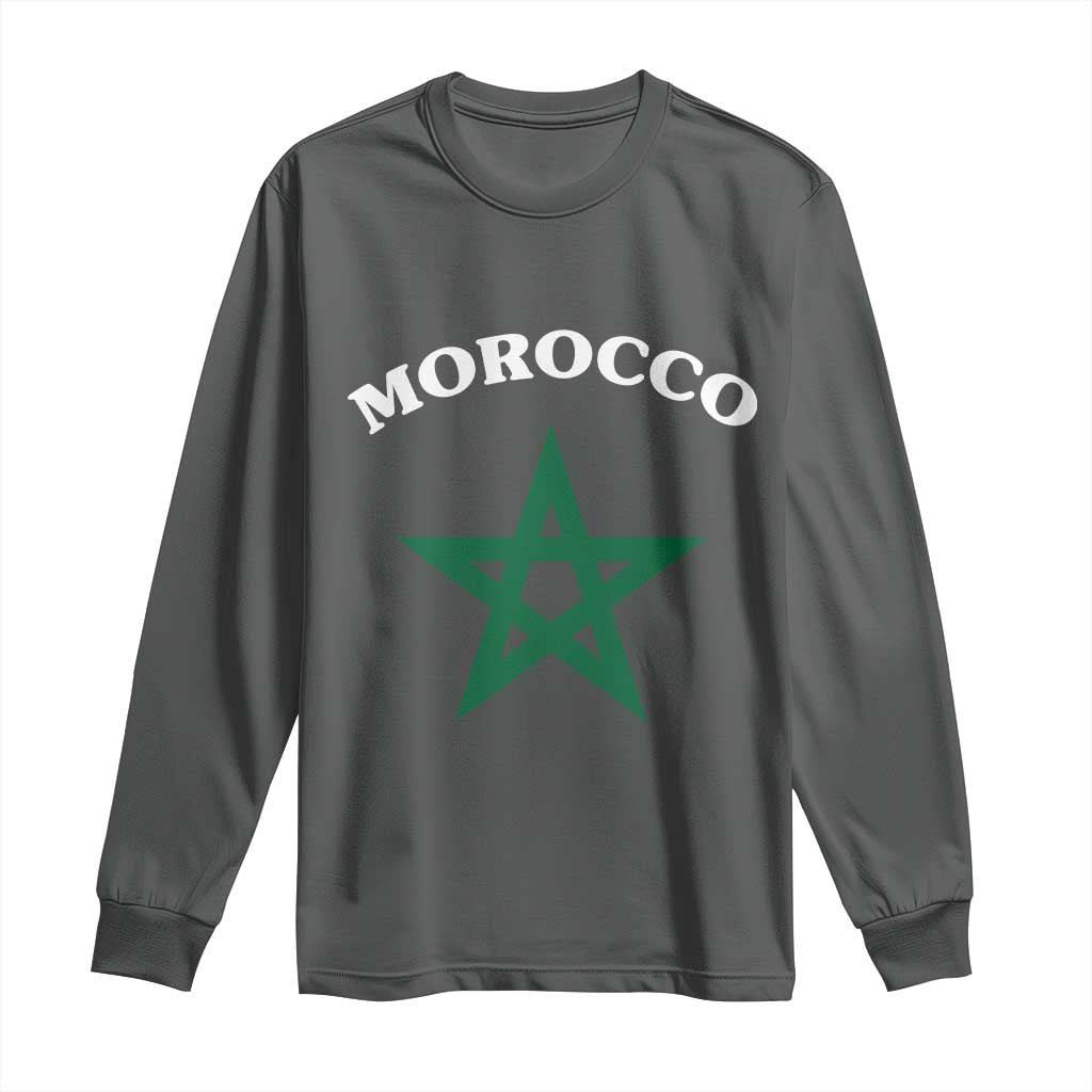 Morocco Pride Flag Star Long Sleeve Shirt Patriotic Moroccan Heritage Souvenir TS02 Dark Heather Print Your Wear