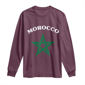 Morocco Pride Flag Star Long Sleeve Shirt Patriotic Moroccan Heritage Souvenir TS02 Maroon Print Your Wear