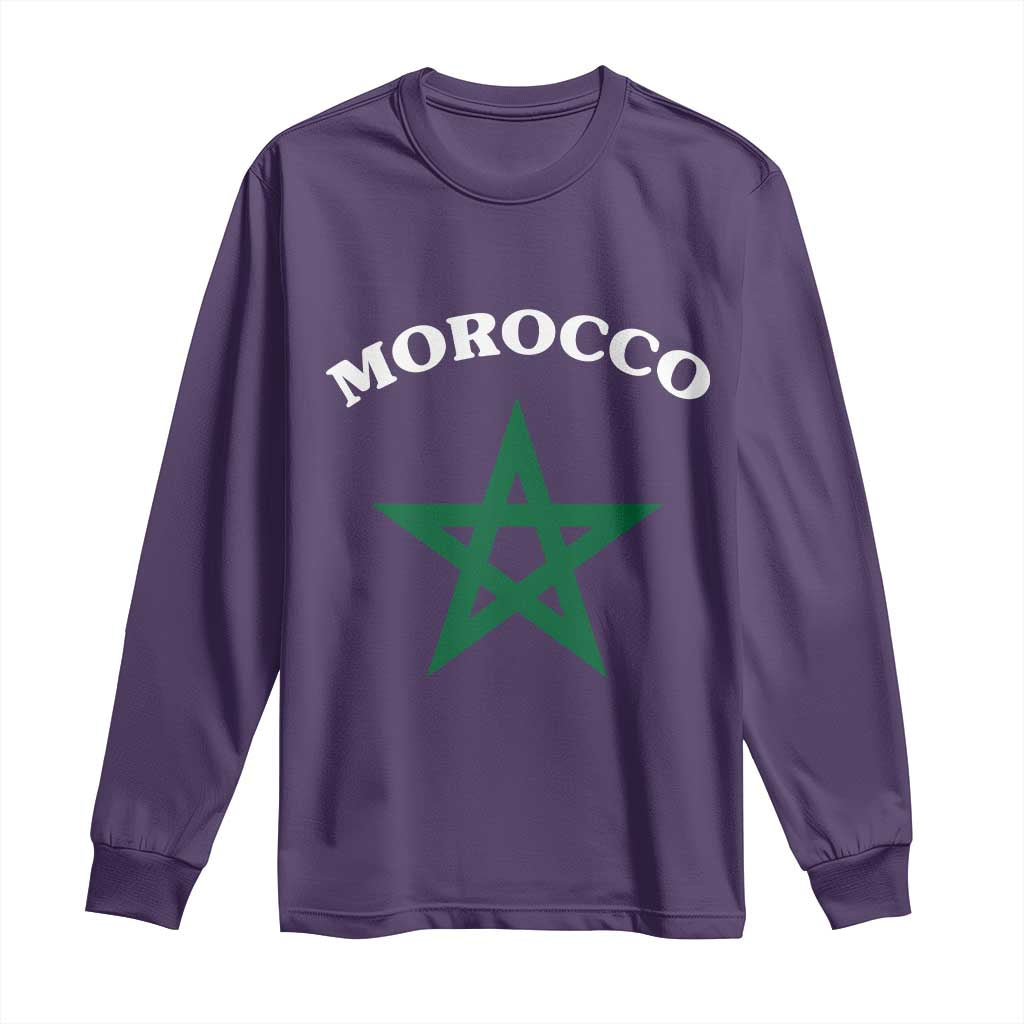 Morocco Pride Flag Star Long Sleeve Shirt Patriotic Moroccan Heritage Souvenir TS02 Purple Print Your Wear