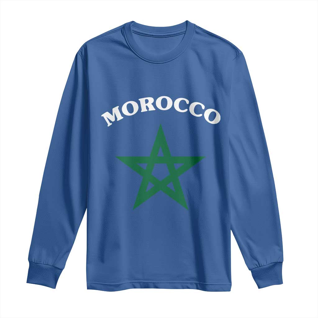 Morocco Pride Flag Star Long Sleeve Shirt Patriotic Moroccan Heritage Souvenir TS02 Royal Blue Print Your Wear