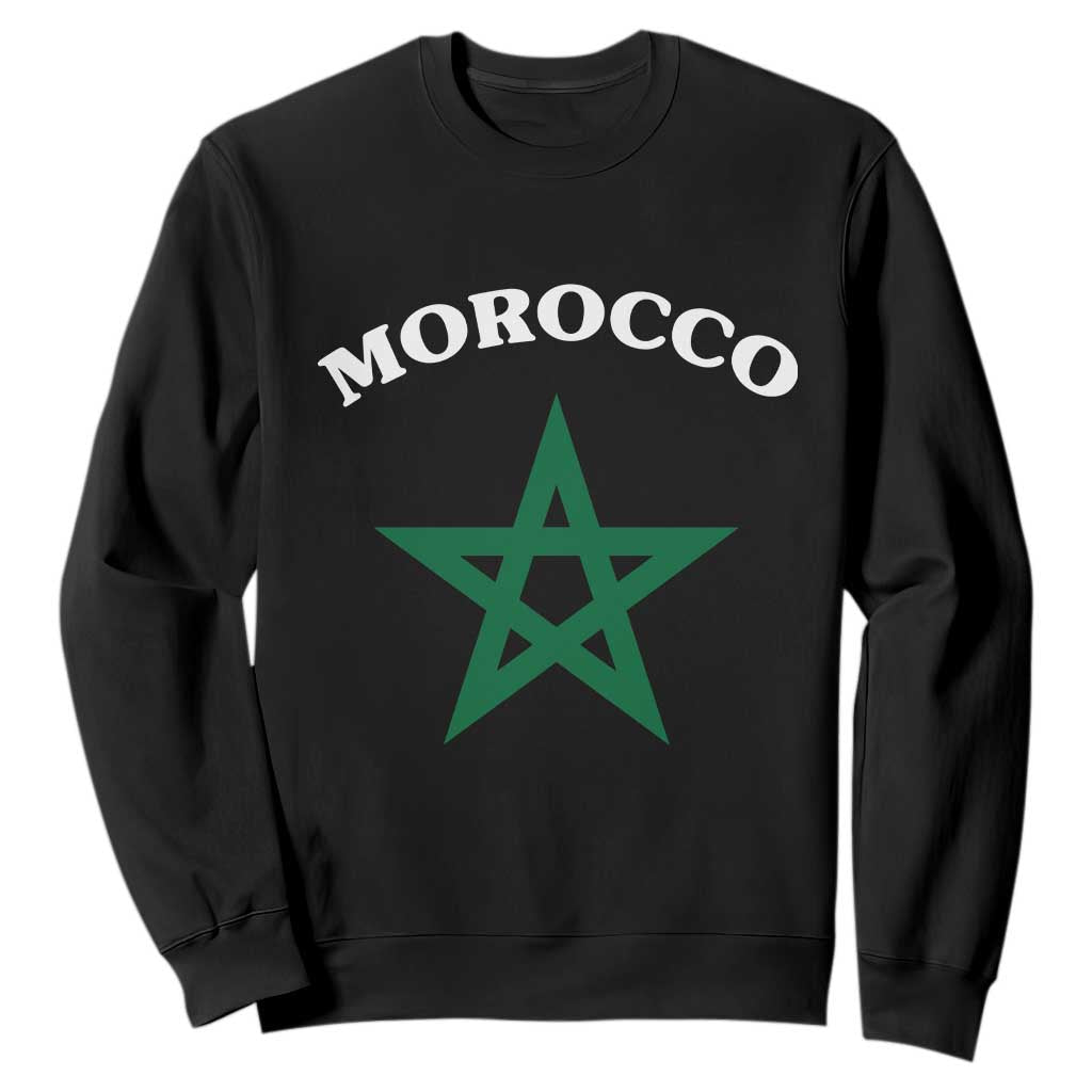 Morocco Pride Flag Star Sweatshirt Patriotic Moroccan Heritage Souvenir TS02 Black Print Your Wear