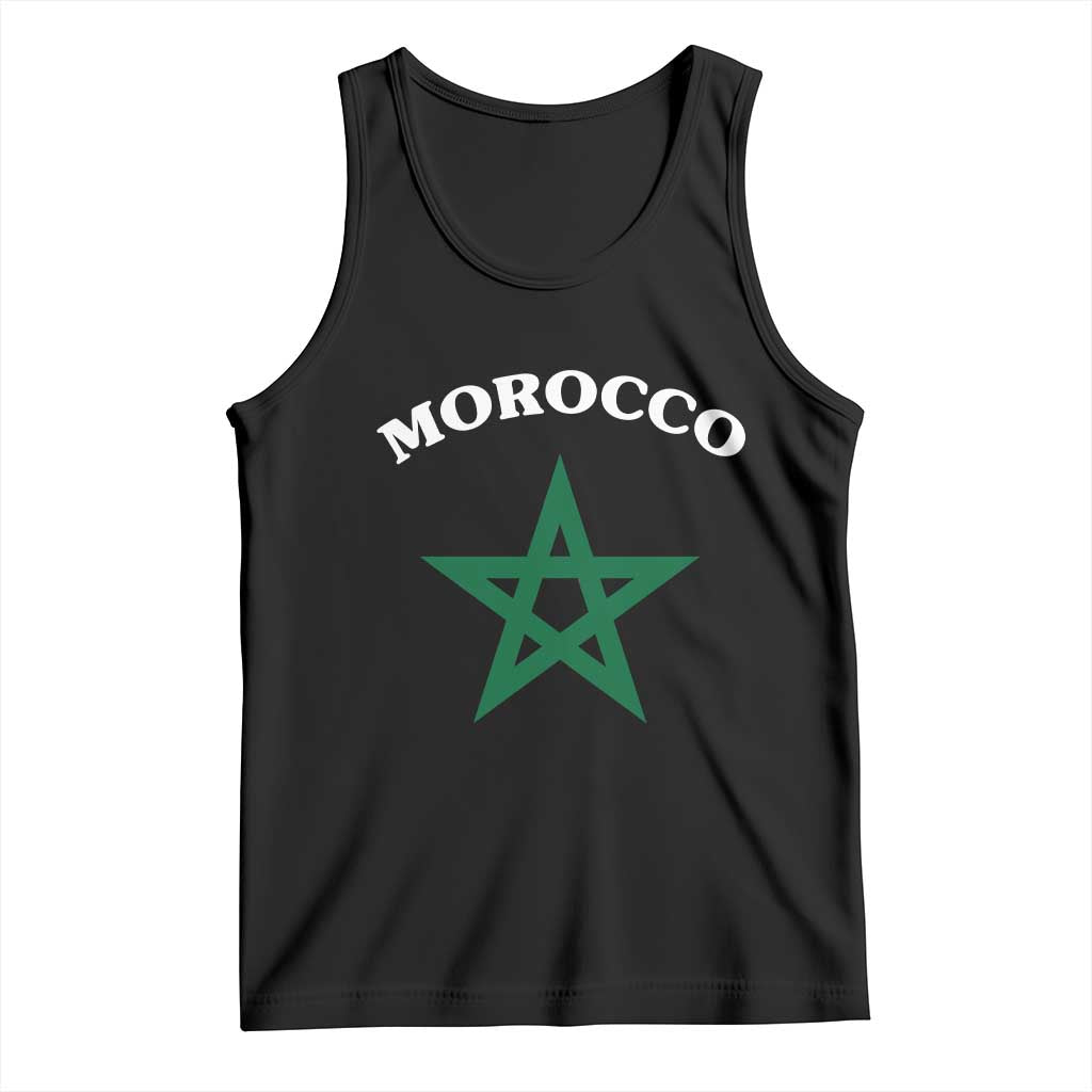 Morocco Pride Flag Star Tank Top Patriotic Moroccan Heritage Souvenir TS02 Black Print Your Wear