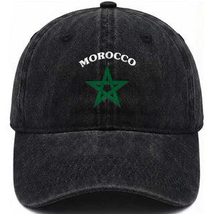Morocco Pride Flag Star Washed Cotton Baseball Cap Patriotic Moroccan Heritage Souvenir TS02 Print Your Wear