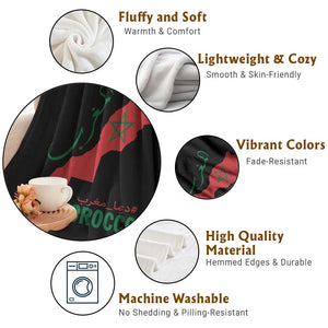 Morocco Map Dima Maghrib with Arabic Calligraphy Throw Blanket Maghreb Traditional Moroccan Roots Graphic TS02 Print Your Wear