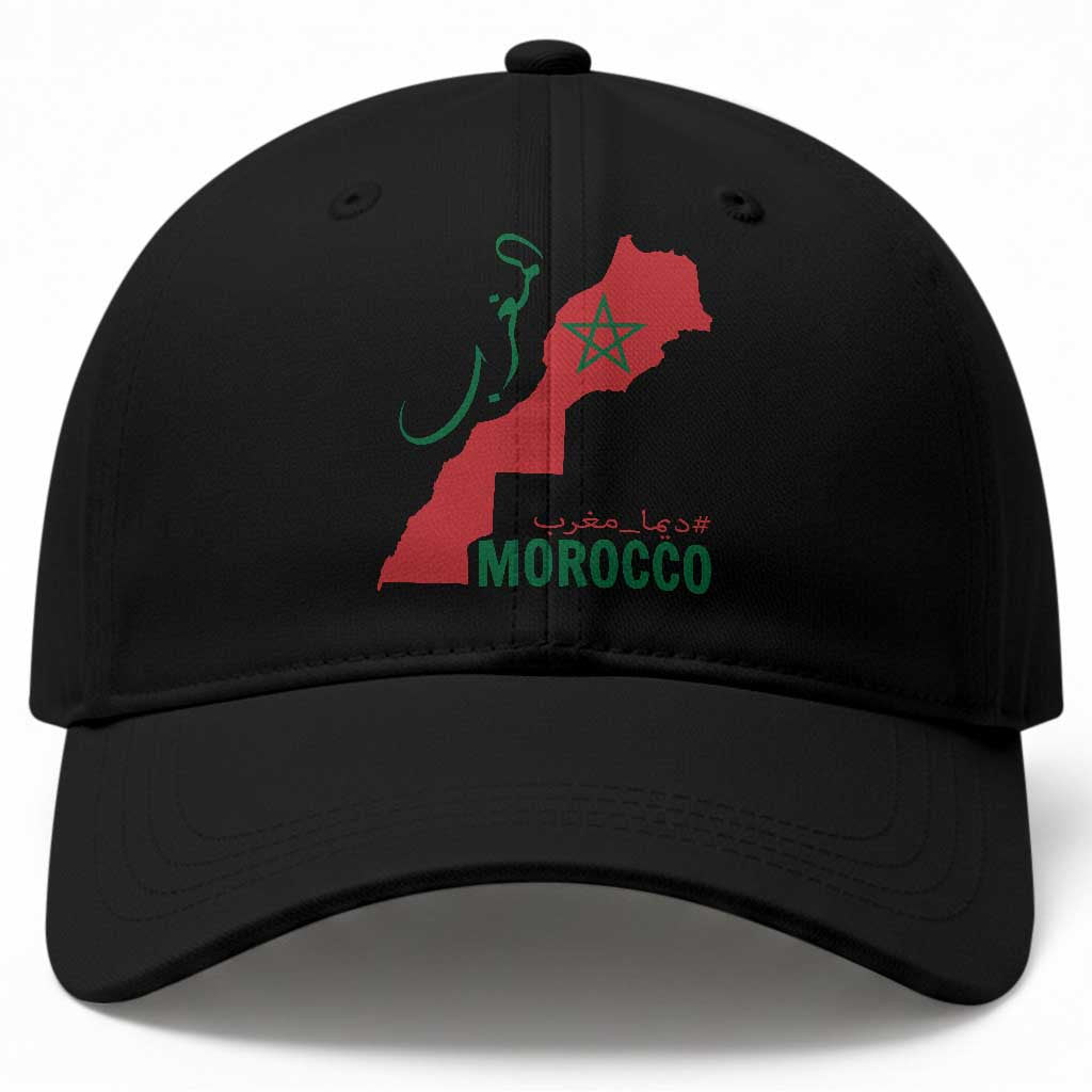 Morocco Map Dima Maghrib with Arabic Calligraphy Baseball Cap Maghreb Traditional Moroccan Roots Graphic TS02 Print Your Wear