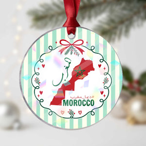 Morocco Map Dima Maghrib with Arabic Calligraphy Holographic Acrylic Ornament Maghreb Traditional Moroccan Roots Graphic