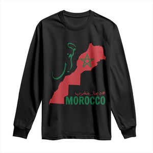 Morocco Map Dima Maghrib with Arabic Calligraphy Long Sleeve Shirt Maghreb Traditional Moroccan Roots Graphic TS02 Black Print Your Wear
