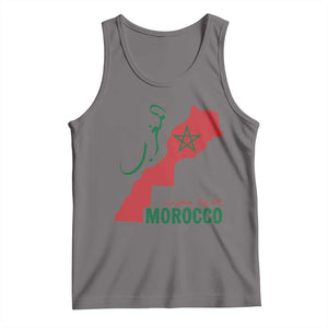 Morocco Map Dima Maghrib with Arabic Calligraphy Tank Top Maghreb Traditional Moroccan Roots Graphic TS02 Deep Heather Print Your Wear