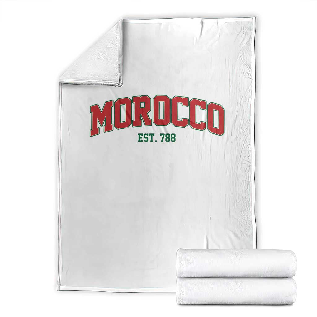 Vintage Morocco Varsity Collegiate Style Throw Blanket Established 788 Moroccan History TS02 White Print Your Wear