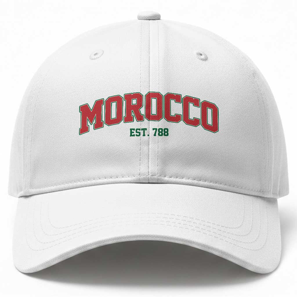 Vintage Morocco Varsity Collegiate Style Baseball Cap Established 788 Moroccan History TS02 Print Your Wear