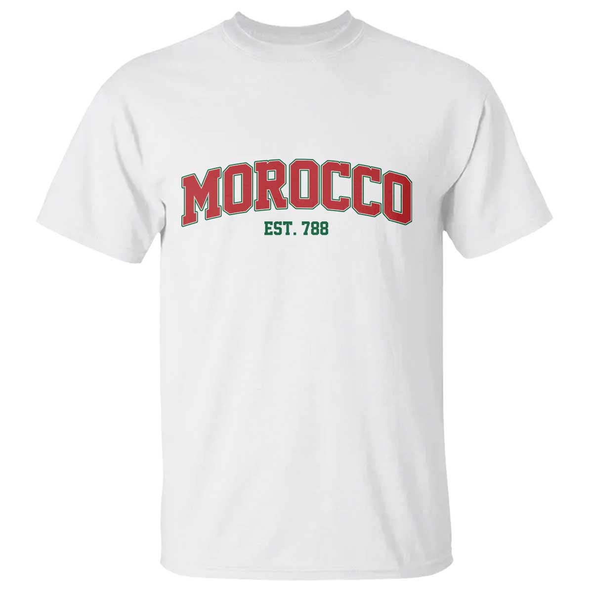 Vintage Morocco Varsity Collegiate Style T Shirt Established 788 Moroccan History TS02 White Print Your Wear