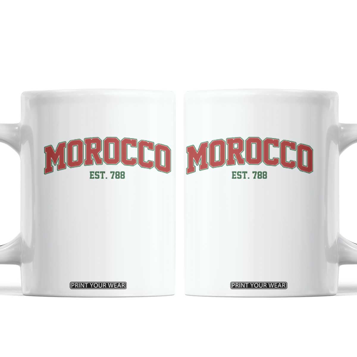 Vintage Morocco Varsity Collegiate Style Coffee Mug Established 788 Moroccan History TS02 White Print Your Wear