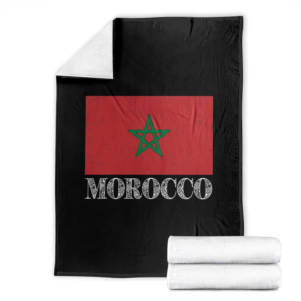 Vintage Morocco Flag Throw Blanket Patriotic Moroccan Pride TS02 Black Print Your Wear