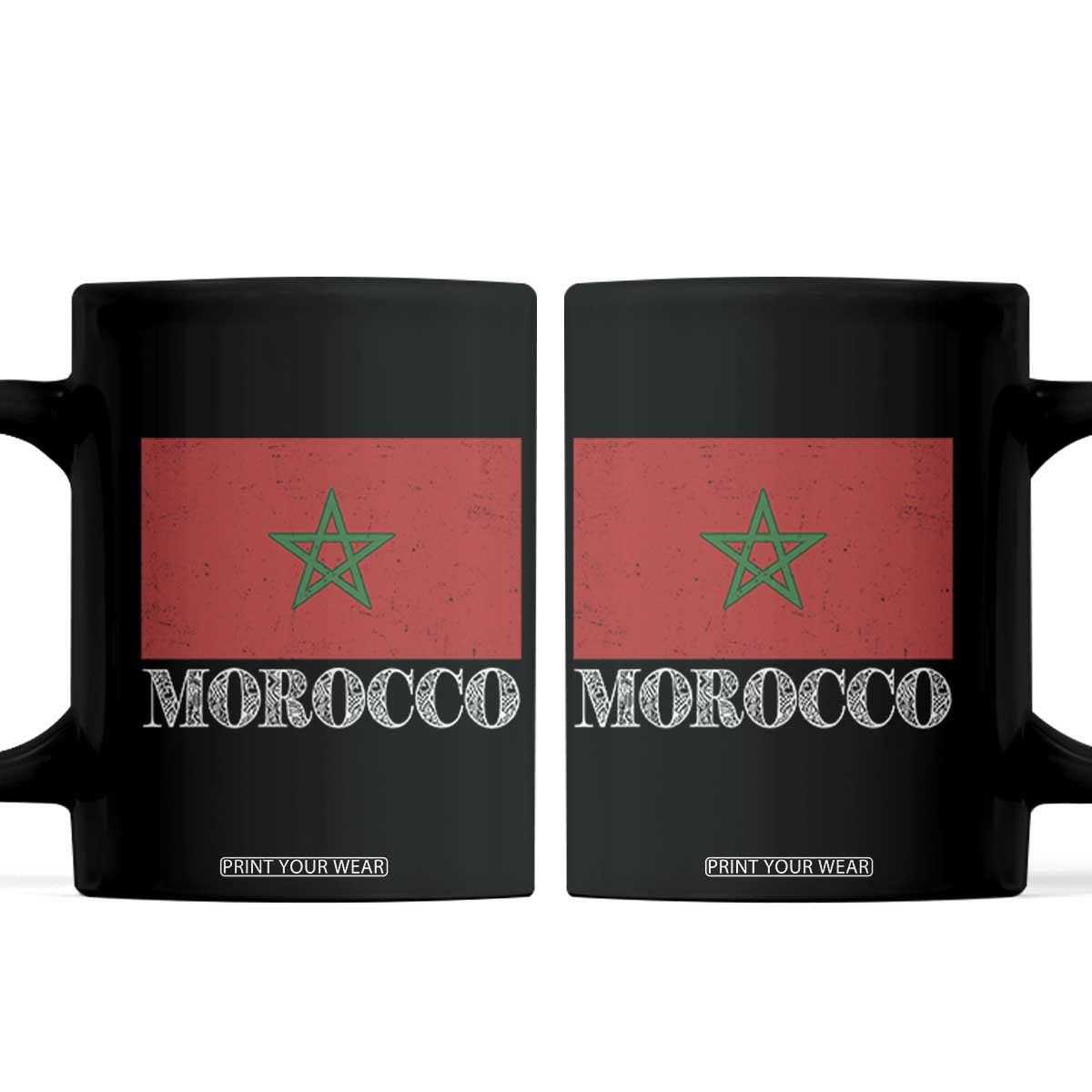 Vintage Morocco Flag Coffee Mug Patriotic Moroccan Pride TS02 Black Print Your Wear