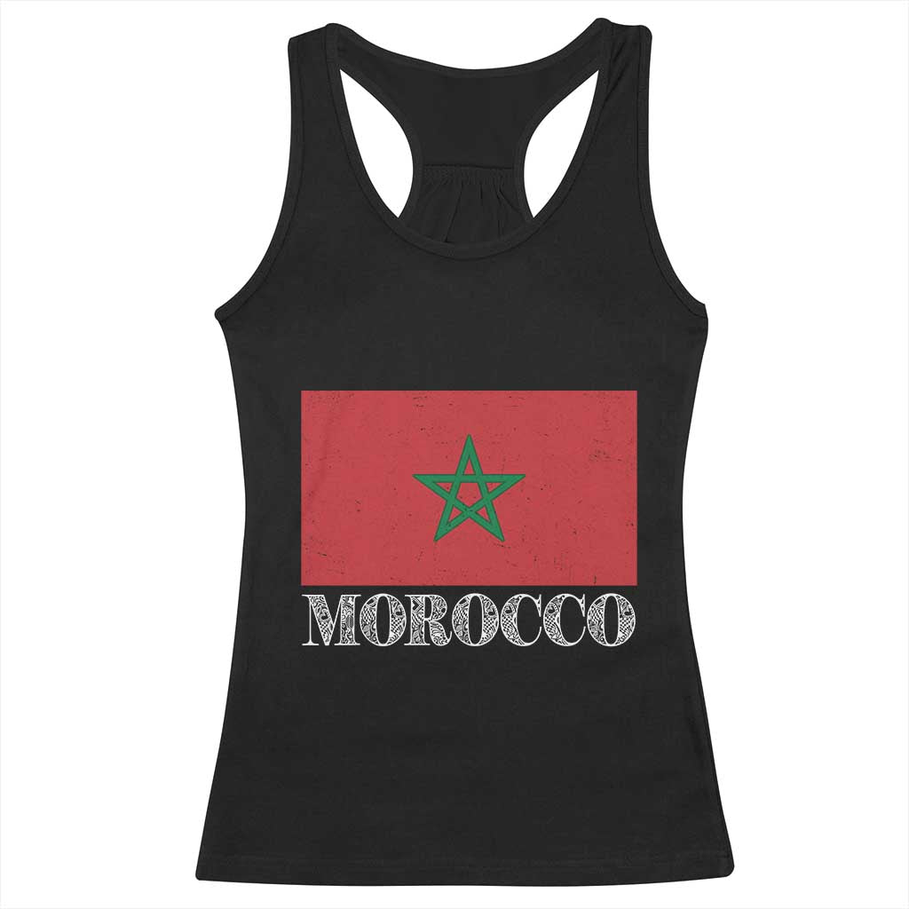 Vintage Morocco Flag Racerback Tank Top Patriotic Moroccan Pride TS02 Black Print Your Wear