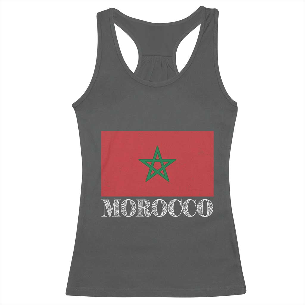 Vintage Morocco Flag Racerback Tank Top Patriotic Moroccan Pride TS02 Dark Heather Print Your Wear