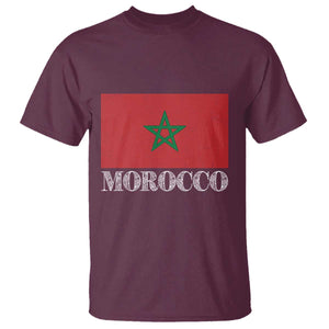 Vintage Morocco Flag T Shirt Patriotic Moroccan Pride TS02 Maroon Print Your Wear