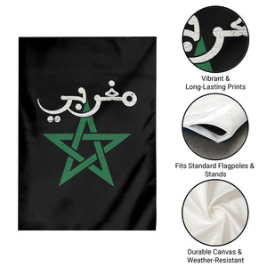 Maghribi Morocco Flag Star Traditional Arabic Script Garden Flag Patriotic Moroccan Pride Heritage TS02 Print Your Wear
