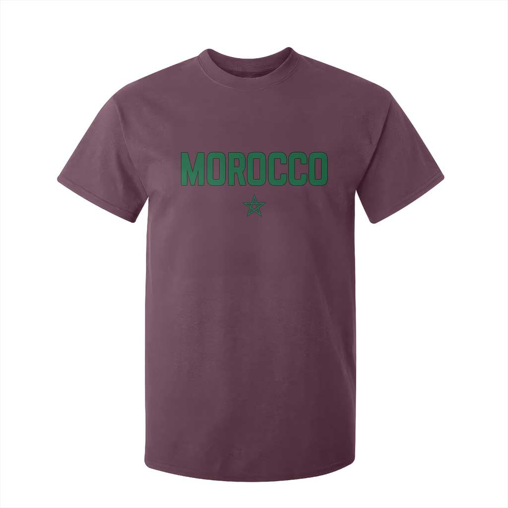Morocco Star Flag Minimalist Moroccan Pride T Shirt For Kid TS02 Maroon Print Your Wear