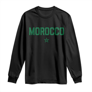 Morocco Star Flag Minimalist Moroccan Pride Long Sleeve Shirt TS02 Black Print Your Wear
