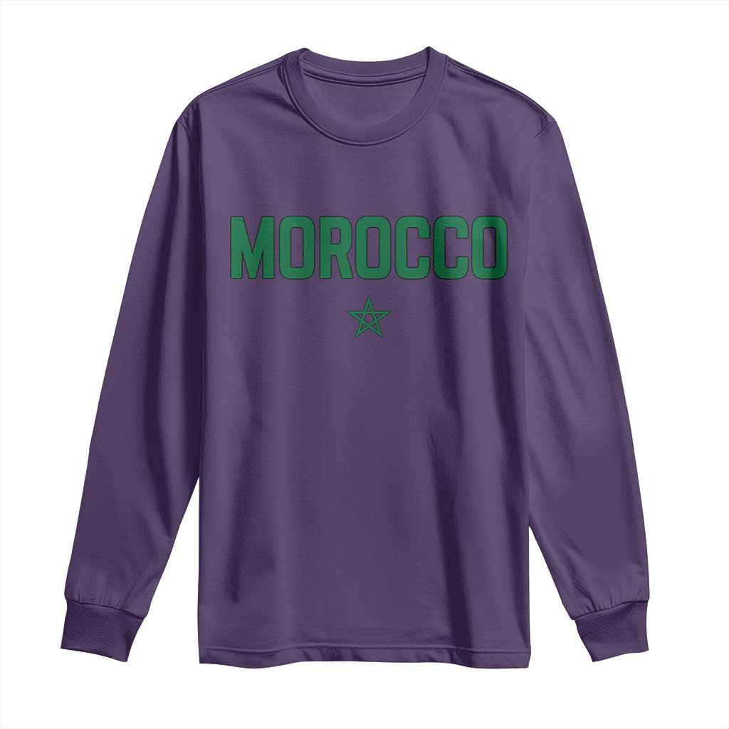 Morocco Star Flag Minimalist Moroccan Pride Long Sleeve Shirt TS02 Purple Print Your Wear