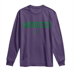 Morocco Star Flag Minimalist Moroccan Pride Long Sleeve Shirt TS02 Purple Print Your Wear
