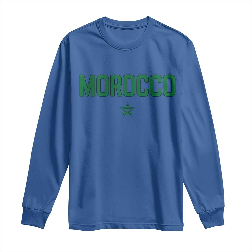 Morocco Star Flag Minimalist Moroccan Pride Long Sleeve Shirt TS02 Royal Blue Print Your Wear