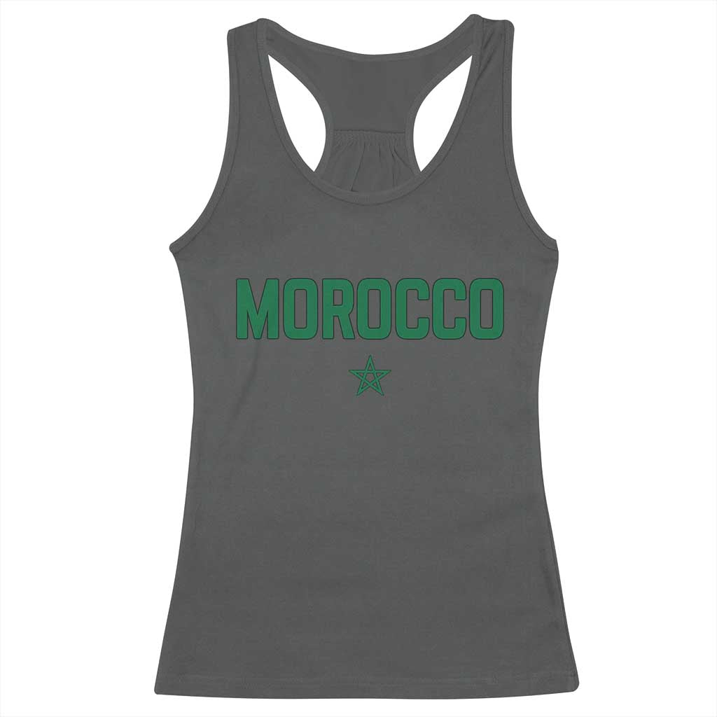Morocco Star Flag Minimalist Moroccan Pride Racerback Tank Top TS02 Dark Heather Print Your Wear