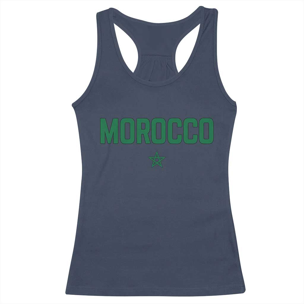 Morocco Star Flag Minimalist Moroccan Pride Racerback Tank Top TS02 Navy Print Your Wear